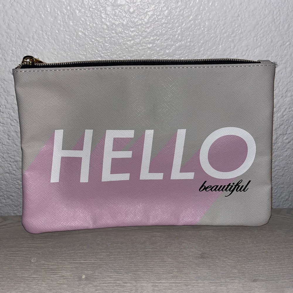 Gray and Pink makeup bag
